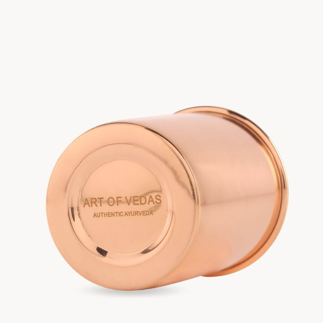 Art of Vedas Pure Copper Glass Tumbler - Ayurvedic Copper Drinking Cup for Daily Wellness and Water Storage