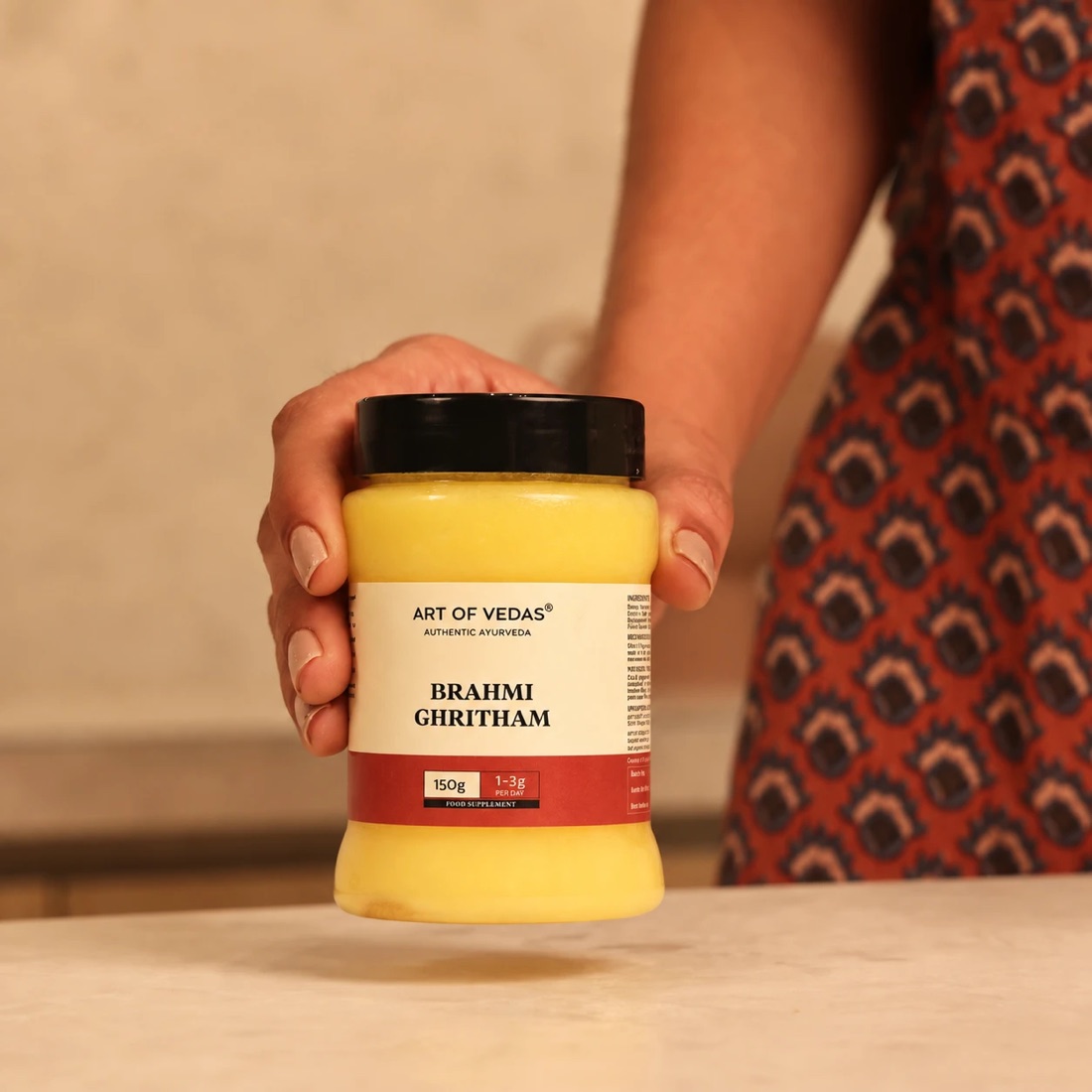 Art of Vedas Brahmi Ghritham 150 g purkissa, klassinen ayurvedinen ghee hitaasti keitettynä Sneha Paka menetelmällä